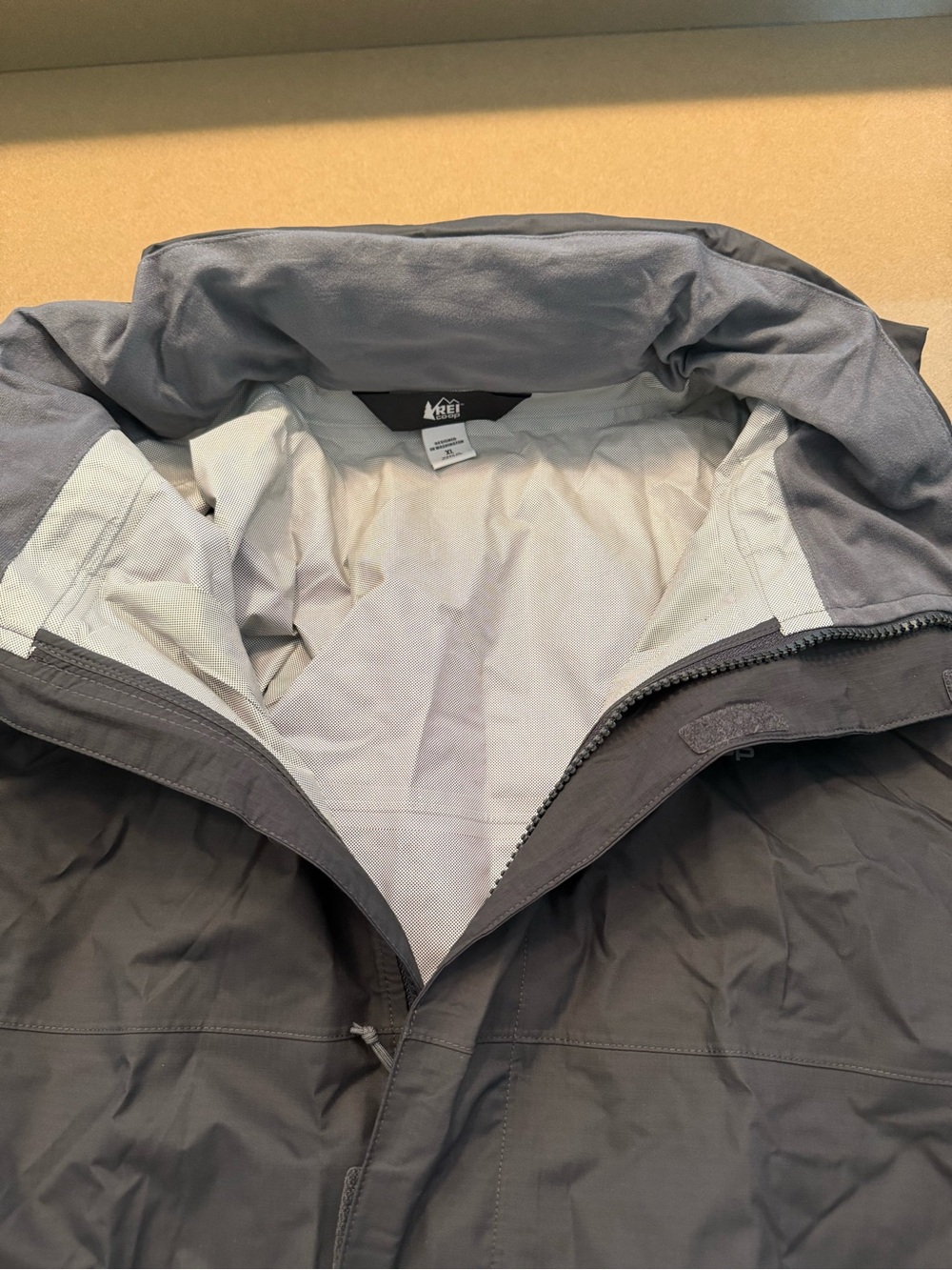REI Men's Hooded Rain Jacket - Gray - Picture 6 of 7